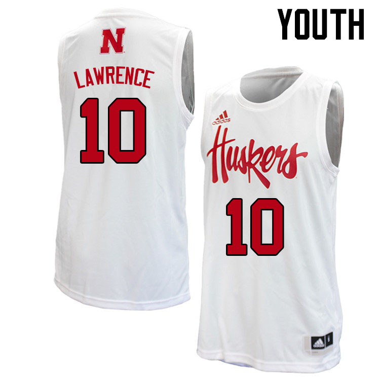 Youth #10 Jamarques Lawrence Nebraska Cornhuskers College Basketball Jerseys Sale-White
